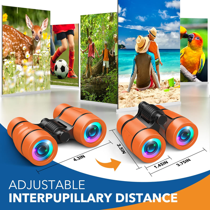 3-8 Year Old Boy Girl Toys: LET'S GO! Shockproof Binoculars for Kids Bird Watching 3 4 5 6 7 Year Old Boys Girls Outdoor Travel Toy for Kid Ages 4-7 Toddler Toy Binoculars Orange