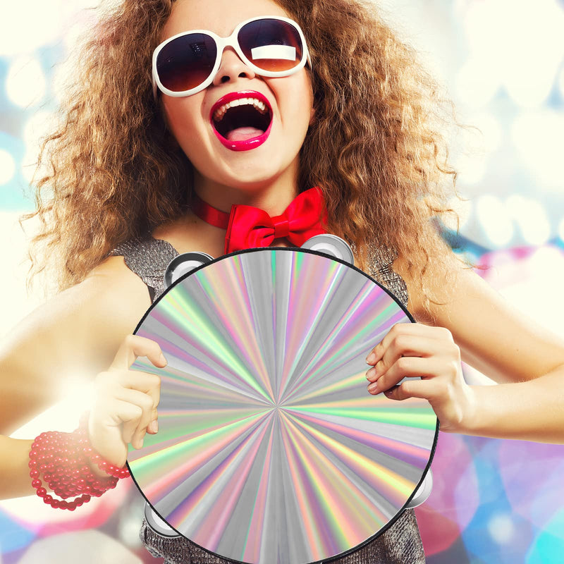 [AUSTRALIA] - EASTROCK Radiant Tambourine Hand Held Drum 8 Inch Double Row Jingles Reflective Tambourine Musical Instrument for Kids Adults Church KTV Party?2Packs) 8 inch-D 
