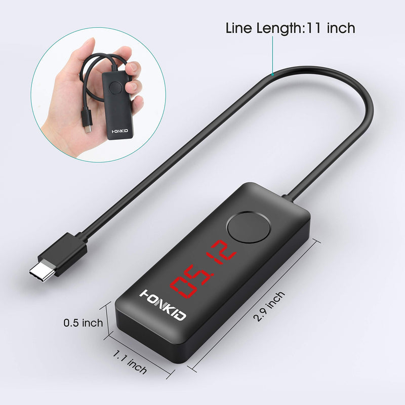 HONKID Mouse Jiggler USB C with LCD Timer ,Mouse Mover Jiggler with 3 Realistic Random Movements and Memory Function,Simulate Mouse Move to Keep Laptop Awake USB-C Port