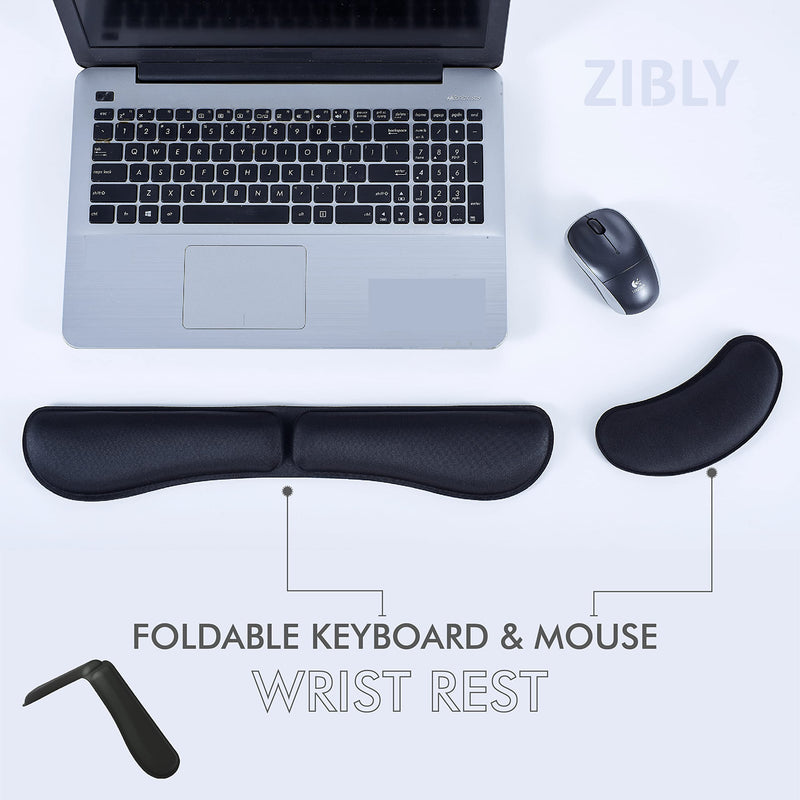 Ergonomic Gel Keyboard Wrist Rest & Mousepad Rests for Computer, Silky Memory Foam for Typing, Laptop Keyboard and Mouse Desk Pads Support Hand and Arm, 2 Piece Pad for Office and Travel Black Combo