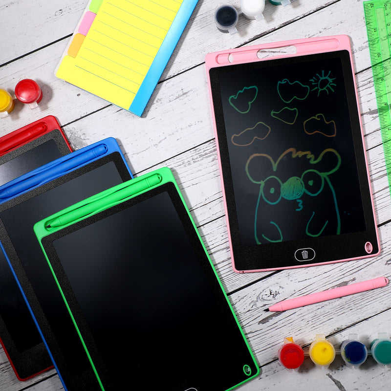 4 Piece LCD Writing Tablet Doodle Board Electronic Toy 8.5 Inch Colorful LCD Writing Board Electronic Tablet Writing LCD Erasable Drawing Pad Reusable Writing Pad (Blue, Red, Green, Pink) Blue, Red, Green, Pink