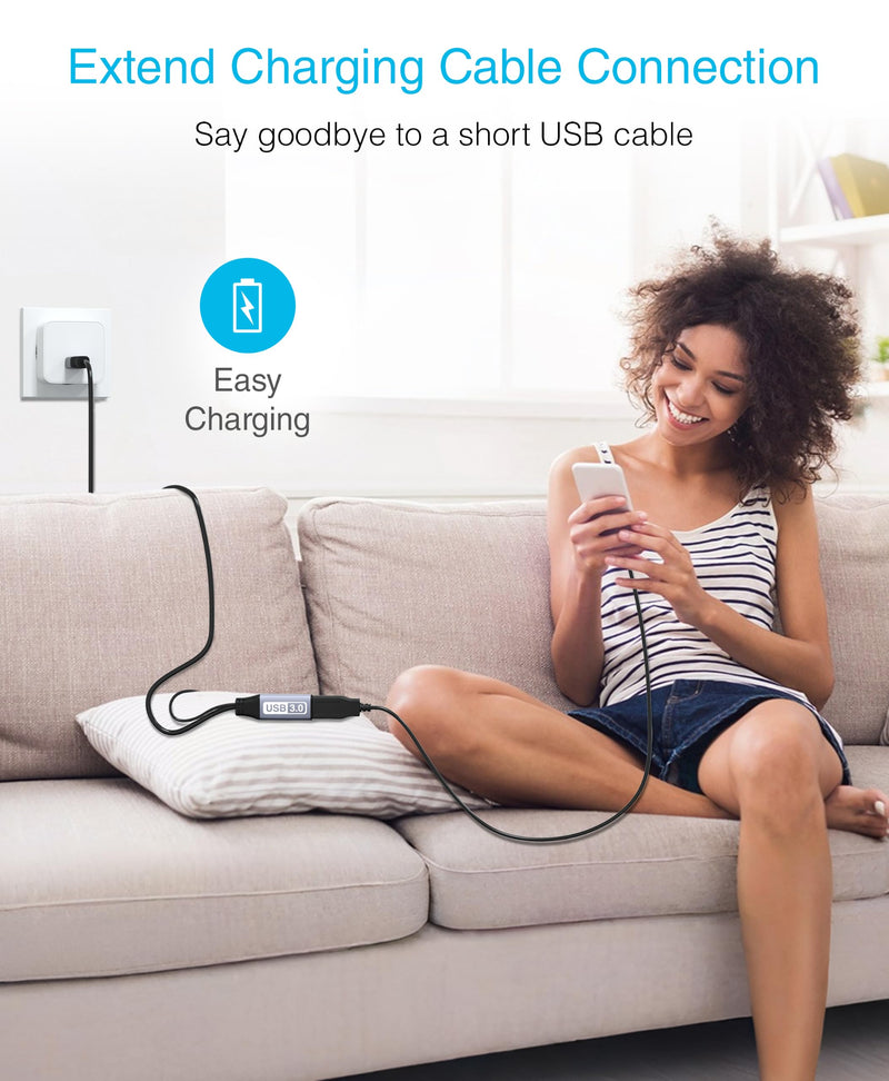 BlueRigger Active USB 3.0 Extension Cable 32FT (5 Gbps USB Extender Cord, in-Wall CL3 Rated) - Long USB Extension Cable for Webcam, VR Headset, Printer, Hard Drive, Keyboard, Mouse Grey USB 3.0 1