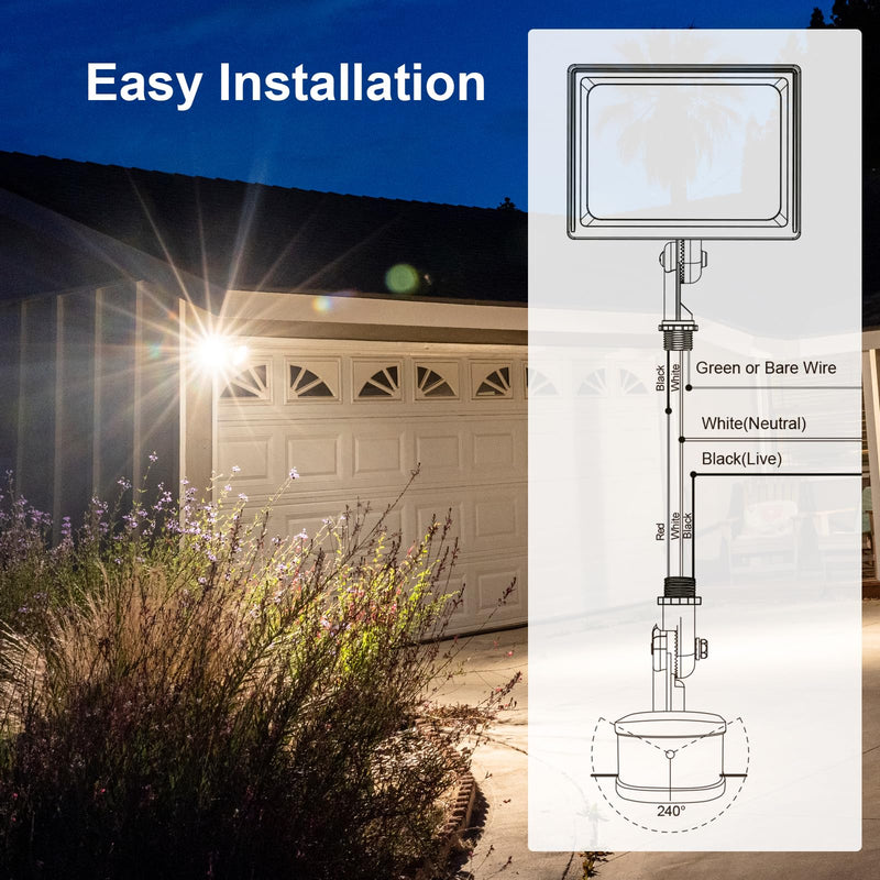 240-Degree Replacement Motion Sensor, Adjustable LUX(5-300) & Time & Detection Sensitivity Up to 60 Feet Range, 3 Working Modes Outdoor Motion Detector for Security Floodlight, Brown