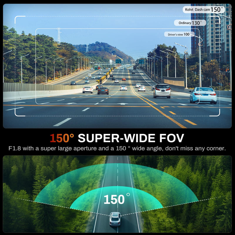 Dash Cam Front, 2.5K 1440P HD Dash Camera for Cars, Smart Mini Dashcam with App, Built-in WiFi, 1.47" IPS Screen, 150°Wide-Angle, Night Vision, WDR, 24Hours Parking Mode, G-Sensor, Free 32G Card L3-2.5K