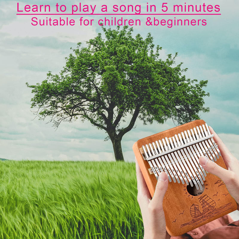 [AUSTRALIA] - Finger Piano Kalimba 21 Keys, Calimba, Kalimba 21 Key with Tuning Hammer and Instructions, Sail Away Thumb Piano for Adults and Beginners(Brown) Brown 