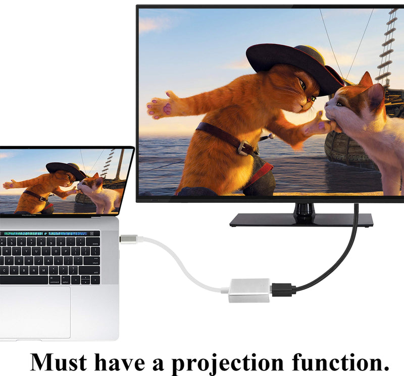 AAOTOKK Type C to HDMI Adapter, Type C Male to HDMI Female (3840 x 2160) 4K 60Hz Converter Cable, 4K UHD Screen Display for Samsung Galaxy S10+/S10/S9,Surface Book 2, Dell XPS,ect(20cm/8inch-HDMI)