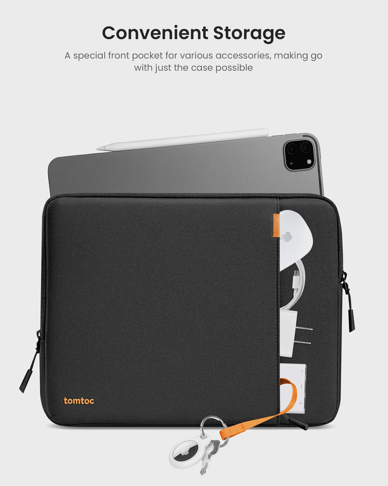 tomtoc 360 Protective Tablet Sleeve Case for 12.9-inch iPad Pro with M3/M2/M1 6th/5th/4th/3rd Generation with Magic Keyboard/Smart Keyboard Folio, Water-Resistant iPad Case Bag with Accessory Pocket Black 12.9-inch for iPad Pro