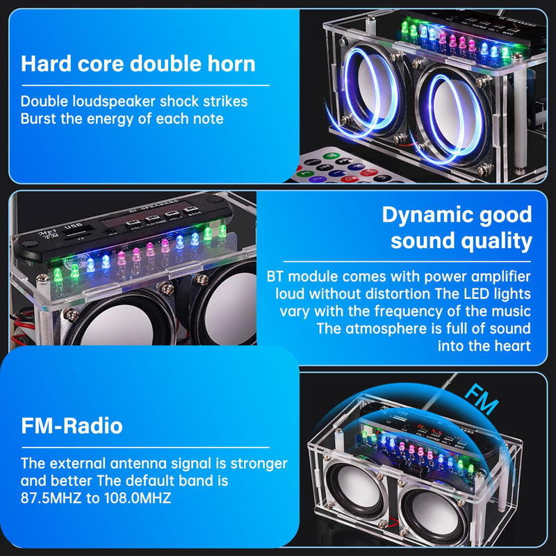 [AUSTRALIA] - Heemol Electronic Soldering Kit, Radio Mini Amplifier, 87.5-108 MHz, DIY Kit, Amplifier, Bluetooth Speaker with Spectrum with LCD Display with Remote Control, Soldering Practice, Loose Parts 