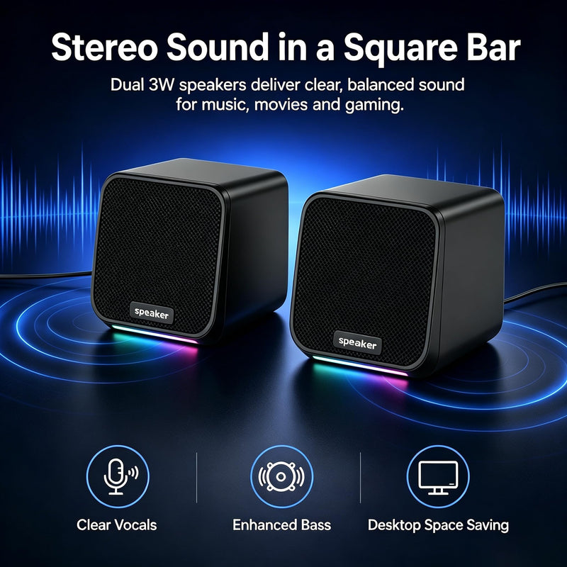 Computer Speakers USB-A Powered Wired Stereo Desktop Speakers with 3.5mm Aux Plug No Bluetooth for PC Laptop 2026, Brown