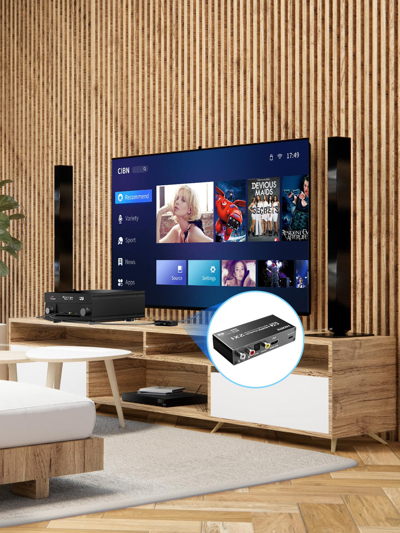 [AUSTRALIA] - HDMI Switch eARC Audio Extractor, 4K@60hz HDMI Audio Splitter with Remote, Support 7.1 Channel Audio/Optical Toslink SPDIF/Coaxial Converter HDR (Black) Black 