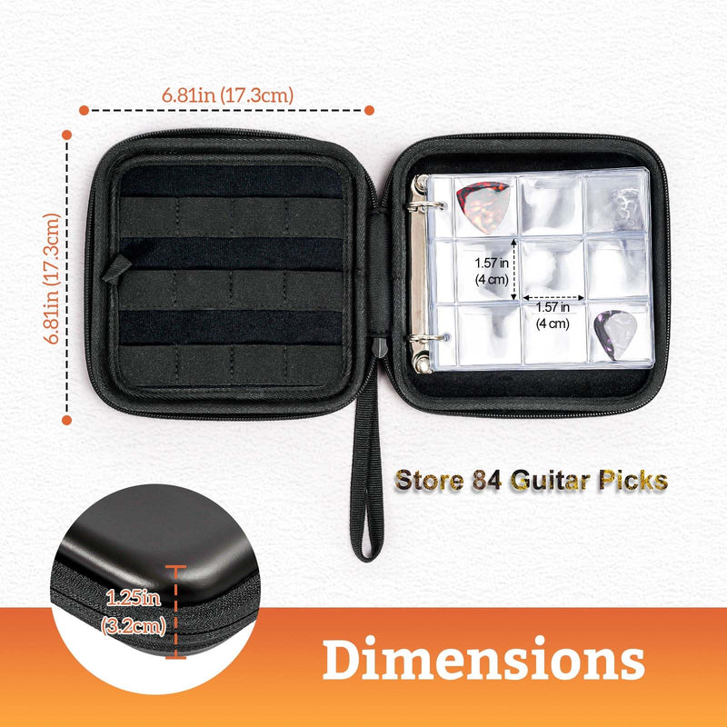 ProCase Guitar Pick Case, Pick Holder Stores 84 pcs Guitar Picks Collection Pick Storage Album Book Pick Display Water-Resistant, Durable EVA Material Bag for Guitar Player -Black