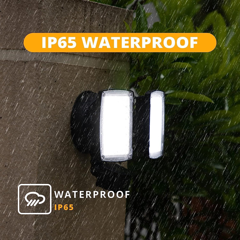 UME 19W LED Flood Light Motion Sensor Outdoor, 2 Adjustable Head, 2000LM, 5000K, IP65 Waterproof, Dusk to Dawn Security Light with Photocell for Exterior,Outside,Garage,House(Black) 1pack Black