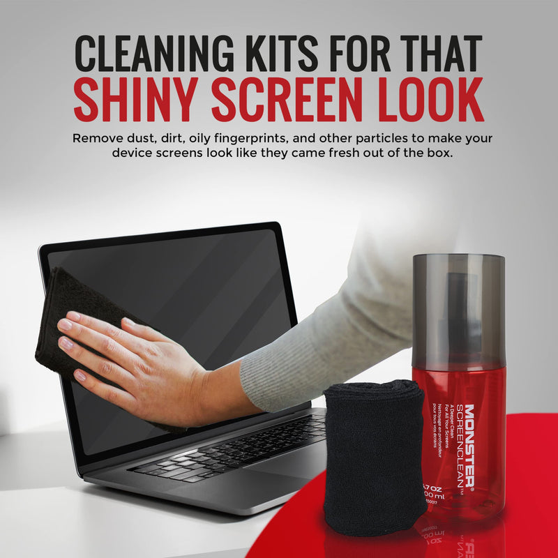 [AUSTRALIA] - Monster 6.7 oz. Spray Screen Cleaner Kit with Microfiber Cloth for Electronic Devices – Ideal for LED, LCD, OLED, Smart TV, Computer Monitors, Laptops, iPad, and iPhone Screens 6.7 oz. 
