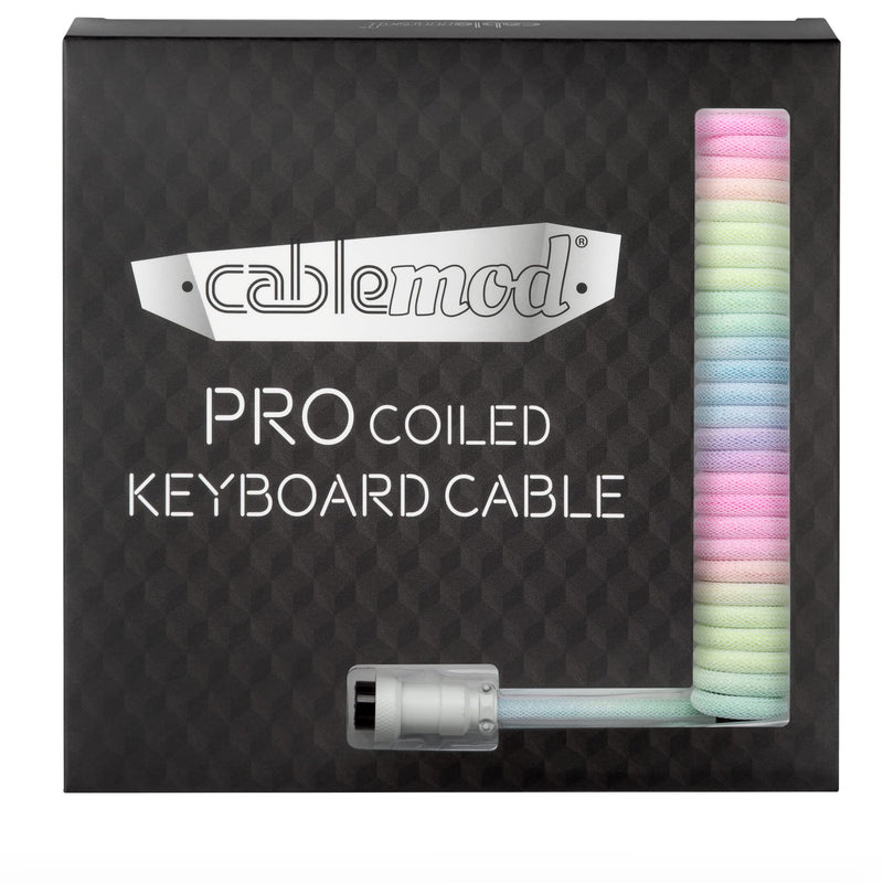 CableMod Pro Coiled Keyboard Cable (Pastel Rainbow, USB A to USB Type C, 150cm) Pro Coiled Pastel Rainbow