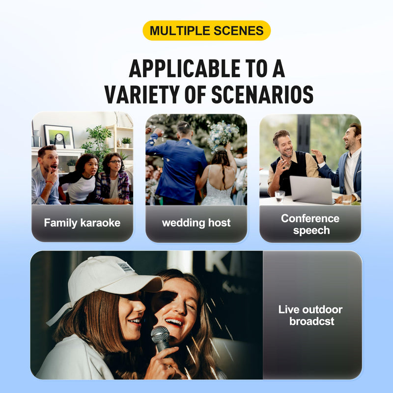 [AUSTRALIA] - D Debra Wireless Microphone UHF Cordless Handheld Dynamic with Rechargeable Receiver and 30 Adjustable Frequency for Karaoke Singing, Wedding, DJ, Party, Speech, Church, Class Use, 200ft (PU-12H-02) PU-12H-02 