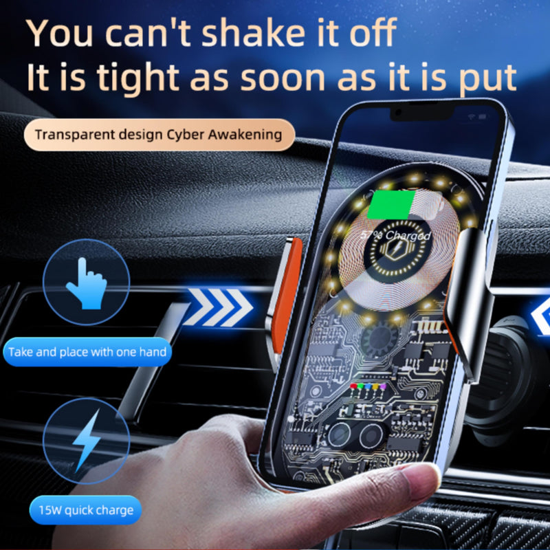 Phone Holders for Your Car with Wireless Chargre - Metal Hook Clip, Auto Clamp Air Vent Cell Phone Car Mount, Hands Free Universal Automobile Cradle Fit for iPhone Android and All Smartphones Silver