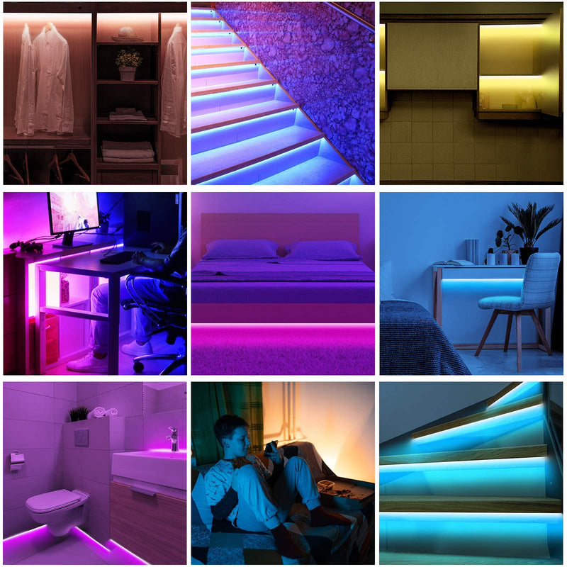 Under Bed Lights 2 Set*9.84ft Motion Activated RGB LED Strip Light, App Control/Variety Color/Dimmable/Dynamic Music Sync/5V USB, Motion Sensor LED Strip Light for Bed Cabinet Staircase Bedroom 2 Sets