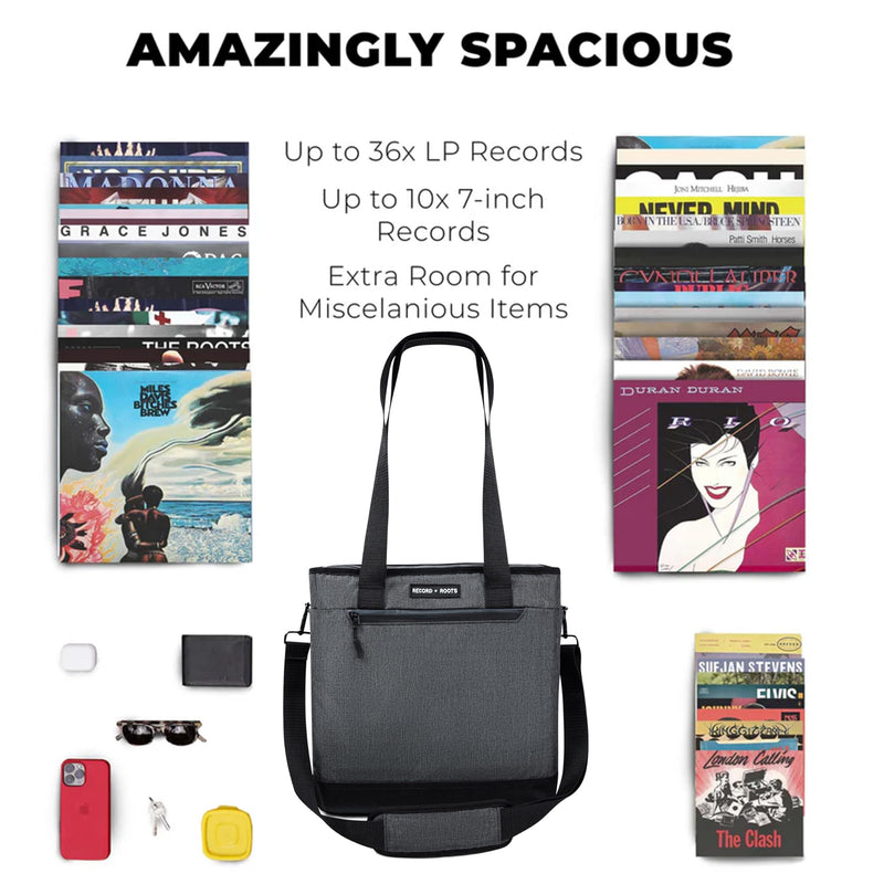 Vinyl Record Carry Bag – Maximum Protection & Water-Resistant Storage Holder Collector-Grade DJ Travel Case for 12-Inch LP Records Adjustable Shoulder Strap, Lightweight Vinyl Holder