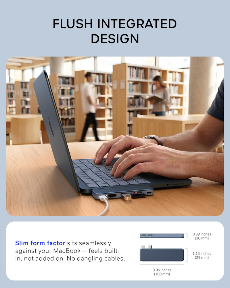 Satechi 6-in-2 USB-C Snap Hub, Slim EX Wireless Mouse for MacBook Neo - Indigo