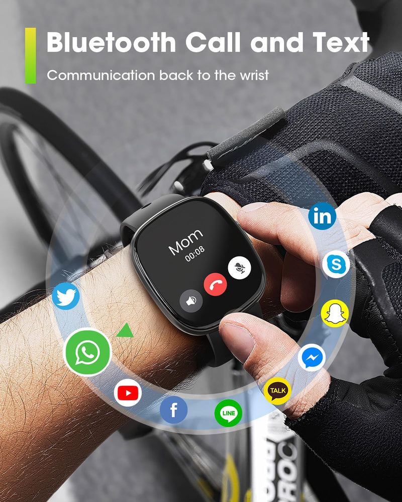 Smart Watches for Men Women Fitness: Fitness Tracker with Blutooth Call 24/7 Heart Rate SpO2 Sleep Monitor 5ATM Waterproof 120+ Sport Mode Activity Trackers Compatible iPhone Android Phones (3 Bands) Black