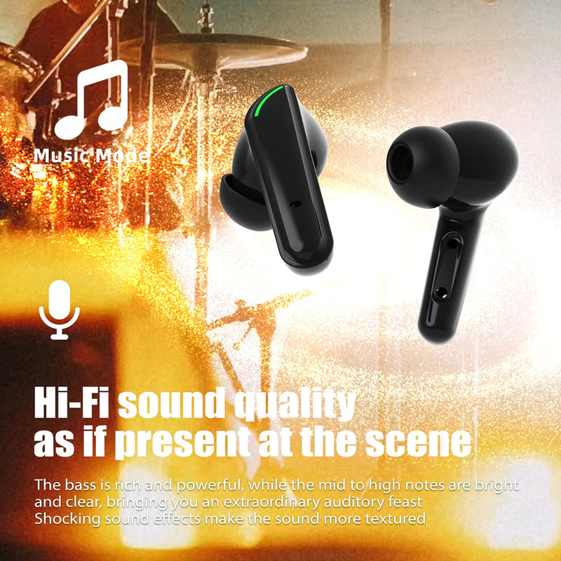 Wireless Gaming Earbuds with ENC Mic，Bluetooth 5.3 Wireless Headphones, 30ms Low-Latency, Comfort Fit, Stereo Sound for Mobile Gaming, Workouts, Travel, and Daily Use