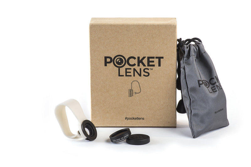 iPhone Camera Lens 2-in-1 by Pocket Lens, Macro and Wideangle Lens, Fits All iPhones, iPads, Samsung, Google Phones, Alternative to Olloclip, Comes with Waterproof Pouch
