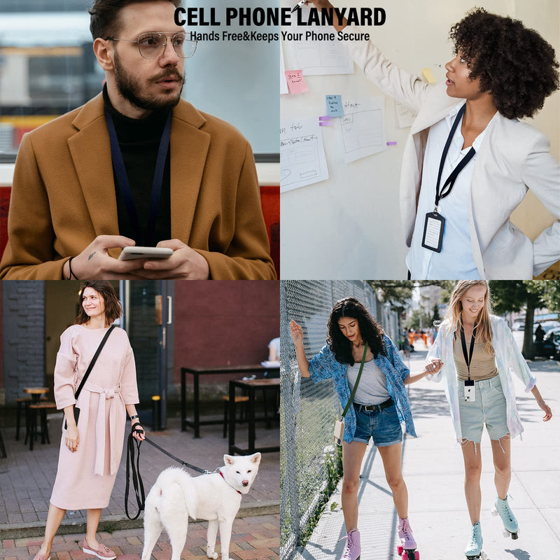 BFSD·DM Phone Lanyard,Cell Phone Lanyards for Around The Neck,Adjustable Nylon Phone Strap Crossbody Compatible with Most Smartphones with Full Coverage Case(Black) Black