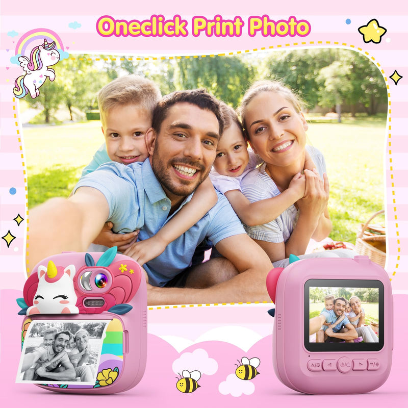 Kids Camera Instant Print, Camera for Kids with Printable Photos, Toddler Camera Toys for Children Ages 3-14, Digital Camera Birthday Gifts for Girls 4 5 6 7 8 9 10 11 12 13 Years Old Pink