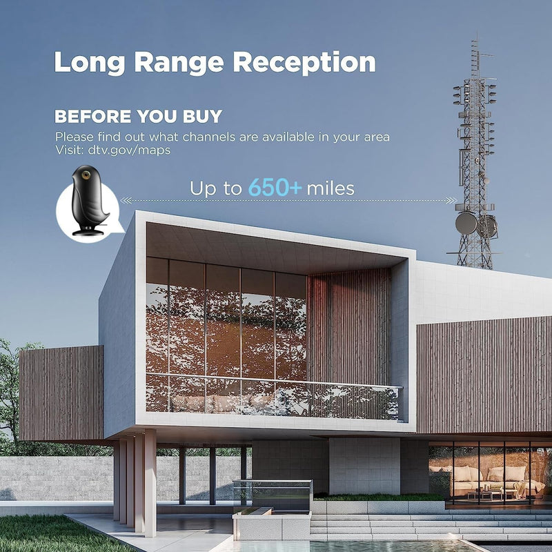 [AUSTRALIA] - Digital TV Antenna Indoor,1200+ Miles Long Range HD Antenna for Smart TV and Older TV's,with Smart Chip Indoor for Local Channels,Supports 4K 1080P HD with Amplifier Signal Booster and 18ft Cable BLACK Compact 
