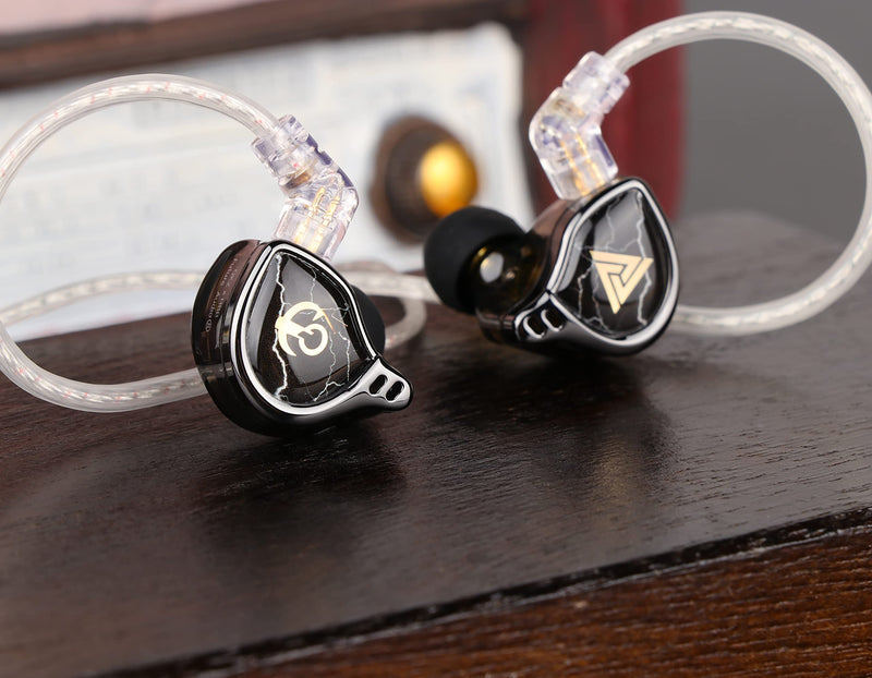 Linsoul QKZ x HBB 10mm Titanium-Coated Diaphragm HiFi in-ear Monitor Earphones with Semi-open Cavity, Detachable 2Pin Silver-plated Cable, Noise Canceling for Audiophile (Black, with Mic) Black
