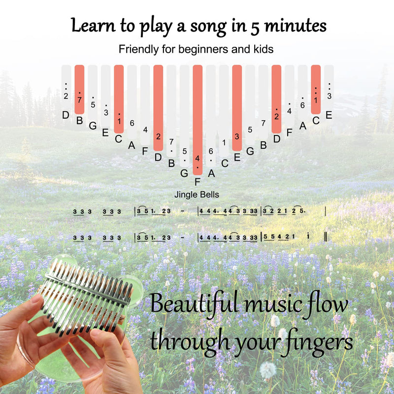 [AUSTRALIA] - Acrylic Kalimba Thumb Piano,YUNDIE Portable 17 Keys Mbira Crystal Finger Piano, Musical Instruments Birthday Gift for Kid Adult Beginners Professional(Clear) (17 Keys) 