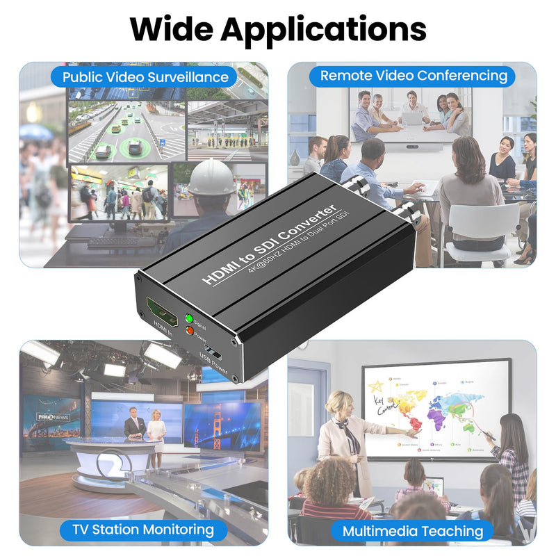 [AUSTRALIA] - HDMI to SDI converter, Dual SDI Output Adapter Support HDMI 4K/60Hz Input, Auto Format Detection Extender for Camera Home Theater 