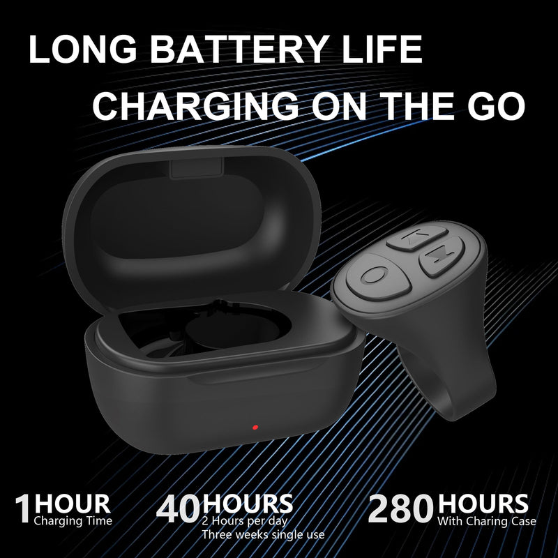 Tiktok Scrolling Ring Bluetooth Camera Remote Control for iPhone TIK Tok Scrolling Ring Page Turner for Kindle App (Not for Kindle Devices) (D02, Black) D02