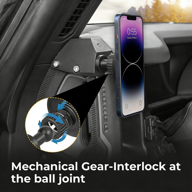 Magnetic Car Phone Mount for 2021–2025 Ford Bronco Accessories, Grab Handle Mount Phone Holder, 360° Rotating Magnetic Car Phone Holder, Driver Side (Not for Bronco Sport) Magnetic Mount