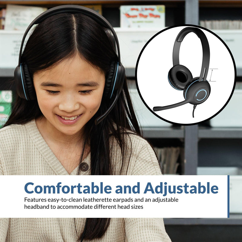 Cyber Acoustics 3.5mm Stereo Headset (AC-5002) – Durable, Crisp, and Clear Communication in Classrooms and at Home 1 pack without adapter