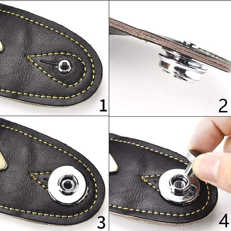 Miwayer Guitar Strap Locks Round Head Heavy Duty Metal Security Straplock, 4 Strap Button & 4 Rubber Block for Electric Acoustic Guitar, Ukulele 2 Pair Silver
