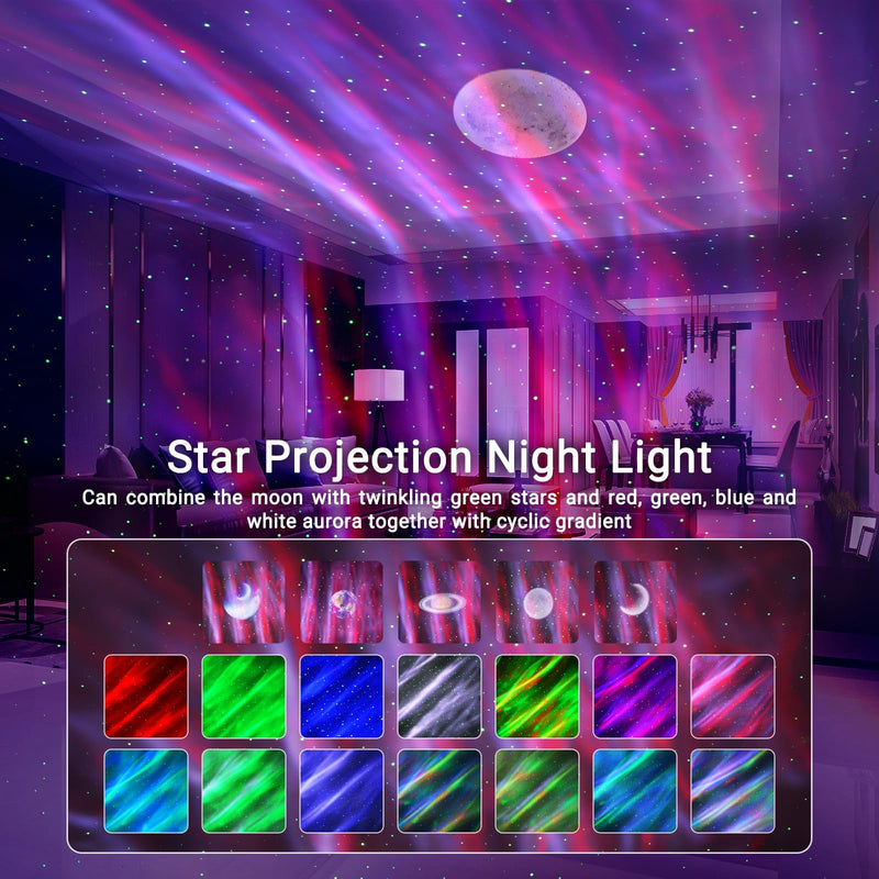 [AUSTRALIA] - HERHOTER Star Projector,Northern Lights Projector,with Bluetooth Speaker, White Noise, Remote Control,Night Light,for Game Room, Adults, Family Gatherings,Galaxy Projector Bedroom 5.3in 