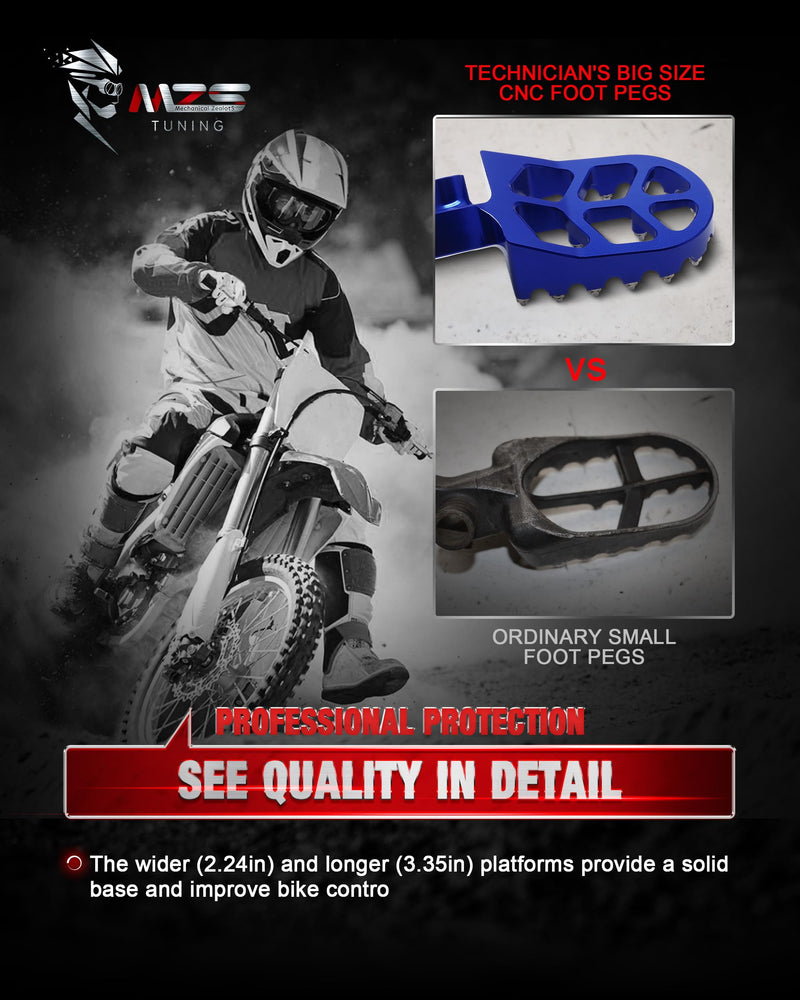[AUSTRALIA] - MZS Dirt Bike Foot Pegs, CNC Motocross Footpeg MX Footrest Rest Pedal Blue Compatible with YZ65 YZ85 YZ125 YZ250 YZ250F YZ125X YZ250X YZ426F YZ450F YZ450FX YZ250FX WR250F WR450F YZ 65/85/125/250/250F/250X/426F/450F, WR 250F/450F 