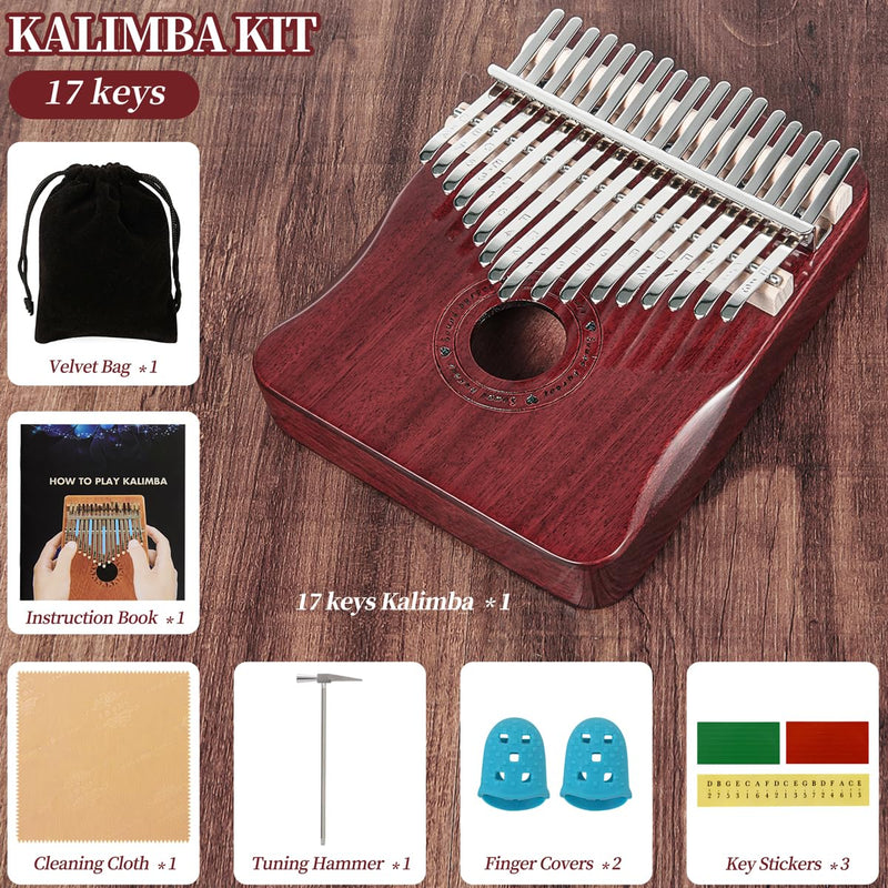[AUSTRALIA] - Kalimba Thumb Piano 17 Keys Finger piano (Wine red) Wine red 