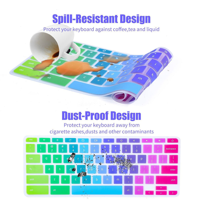Colorful Keyboard Cover for Acer Chromebook Spin 11 311 C733 CP311 511 512/Chromebook 11 CB3-131 CB3-132 CP311 C738T CB5-132T/Chromebook Spin 713 CP713 R13 CB5-312T/Acer Chromebook 14 15.6", Rainbow