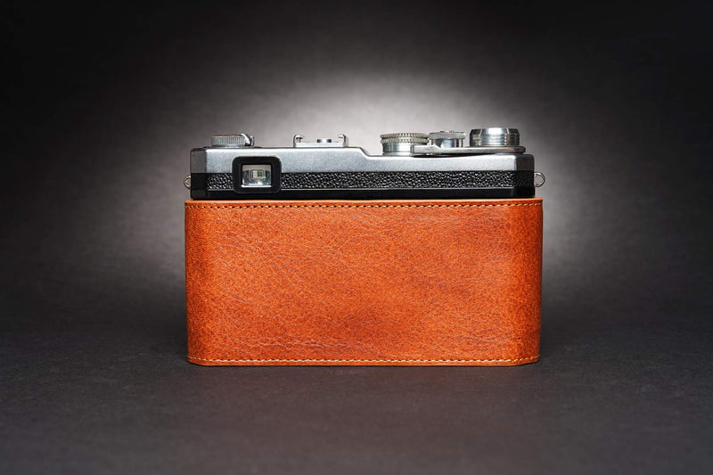 S3 Film Camera Case, BolinUS Handmade Genuine Real Leather Half Camera Case Bag Cover for Nikon S3 Film Camera with Hand Strap (LavaBrown) LavaBrown