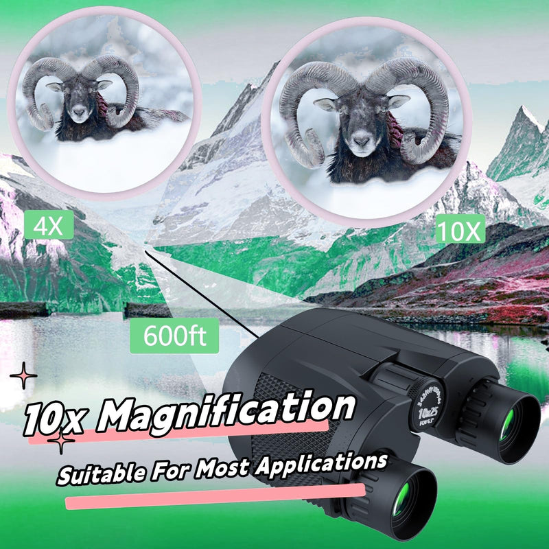 10x25 Binoculars for Kids, Compact Waterproof Bird Watching Binoculars for Adults with Low Light Vision, Binoculars with Easy Focus for Hiking, Traveling and Hunting, High Resolution