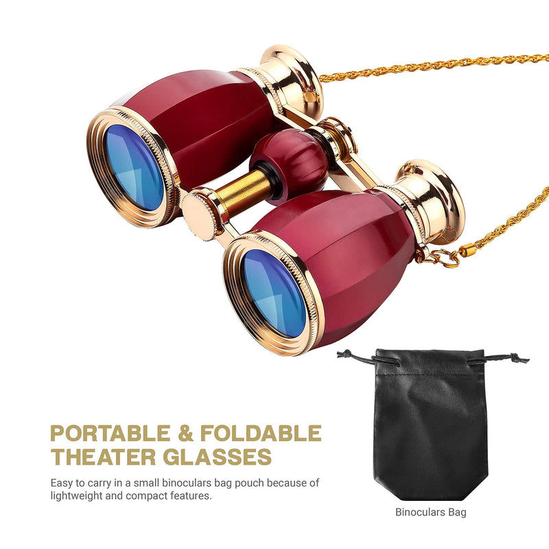 [AUSTRALIA] - ESSLNB Opera Glasses Binoculars for Women Adults 4X30mm Theater Glasses Compact Binoculars for Theater and Concerts Antique Binoculars with Case Removable Chain 