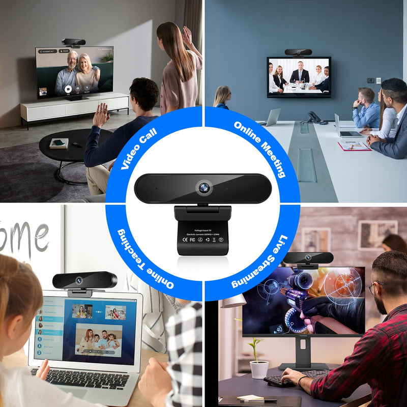 1080P Webcam with Microphone, 60FPS HD Web Camera with Privacy Cover and Tripod, Plug and Play, 80° Wide Angle USB Computer Webcam for, PC, Laptop, Mac, Zoom, Teams, Skype, Streaming M5