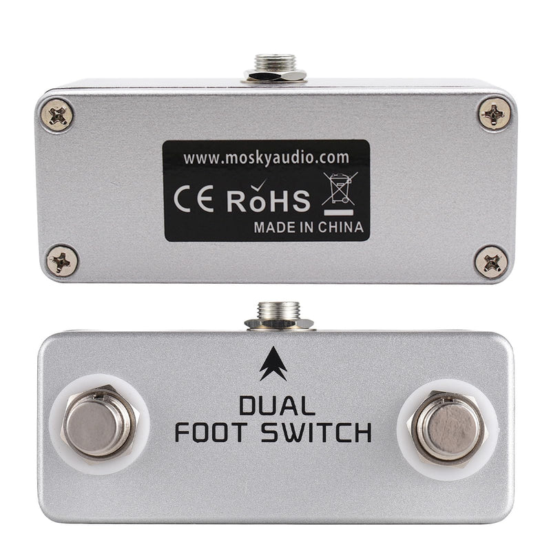 Dual Footswitch Amp Channel Footswitch Locking Function Aluminum Alloy 6.35mm Stereo Output Latching Foot Switch Pedal for Amplifiers Effects Pedals Drum Machines