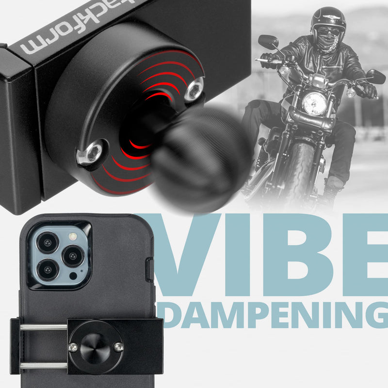 Tackform Enduro 20MAXX Vibe Chrome Phone Holder - Vibration Dampening - Grip Optimized for Motorcycle and Harsh Off Road Terrain | 20mm Aluminum Ball