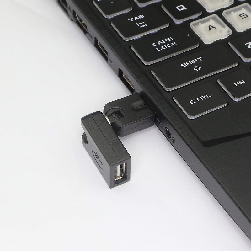GELRHONR Swivel USB Adapter, Rotatable USB 2.0 Type A Male to Type A Female Extension Connector 360 Degree Rotation Adjustable Right Angle Extension Adapter Converter(Black- 2 Pack)
