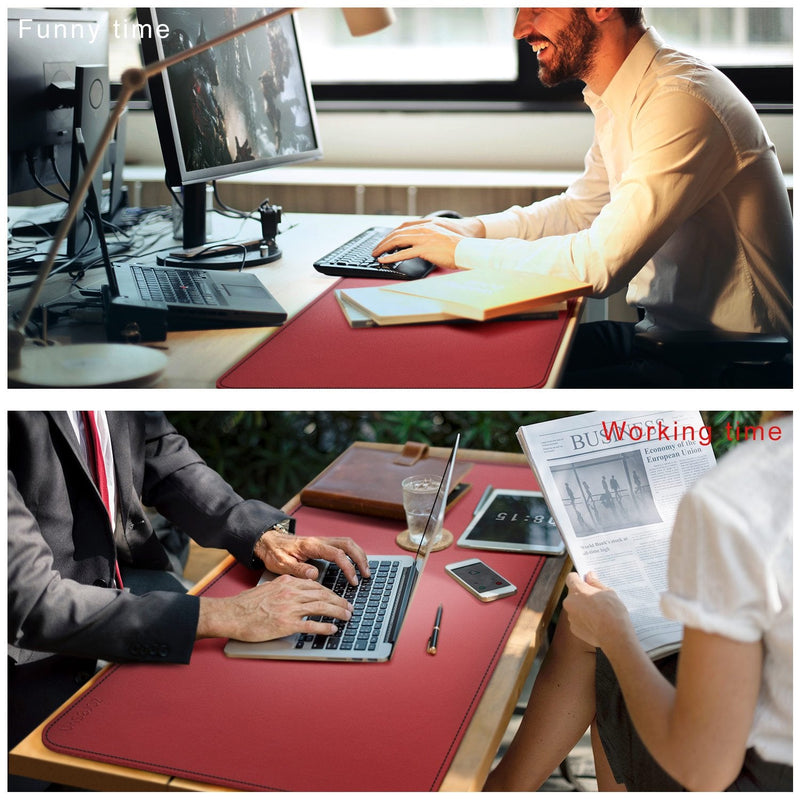 ZORESYN XL Large Mouse Pads (35"x16") - PU Leather Large Gaming Mousepad Desk Mat - Nonslip Base and Waterproof Desktop Keyboard Extended Mouse Mat (Red, X-Large) 90x40cm Red
