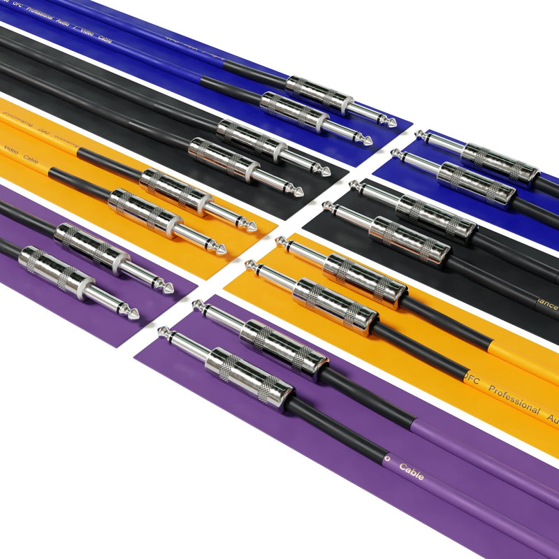 1 Piece - Guitar Instrument Mono Patch Cables Lead 6.35mm 1/4" Straight/Straight [Purple | 600 cm - 236.22"] 600 cm - 236.22" Purple