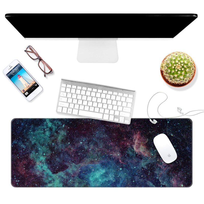 Dynippy Thin Extended Gaming Mouse Pad （31.5*11.8*0.08 inch） with Stitched Edges Large Mousepad Long XXL Keyboard and Mouse pad Desk Mat for Gaming Office & Home - Galaxy Space (Galaxy Space)